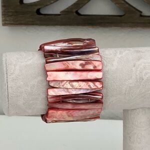 Vintage Abalone Shell Mother of Pearl Stretch Bracelet